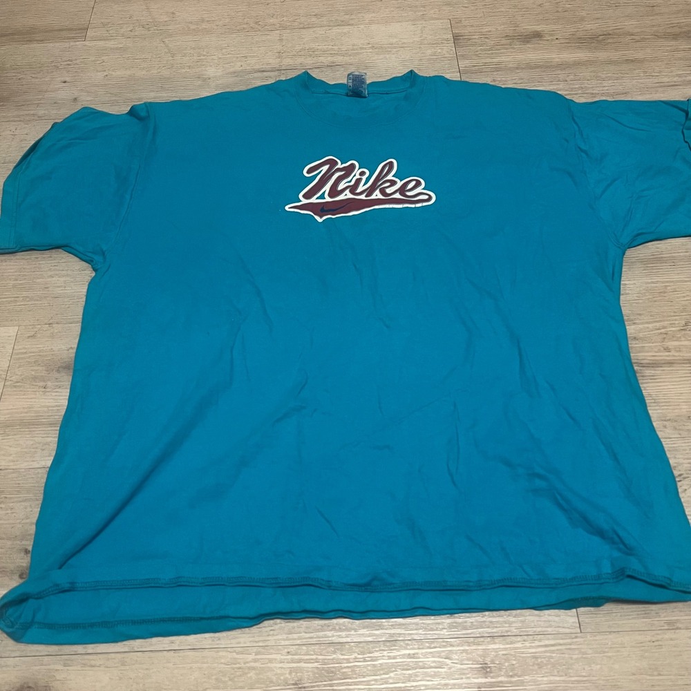 Nike T Shirt Mens 3XL Teal Blue‎ Graphic Logo Vtg 90s Y2K